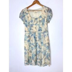 Moulinette Soeurs Dress‎ 8P Floral Print Short Sleeve A Line Sheer Overlay